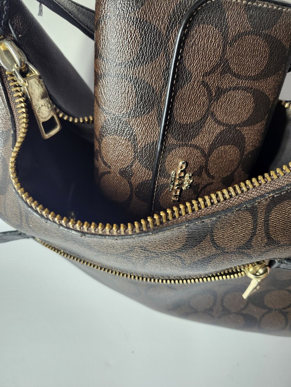 Coach Brown Signature Monogram Hobo with Matching Wallet - Picture 9 of 10
